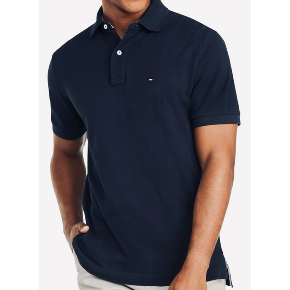 TOMMY HILFIGER • Navy Blue Classic Short Sleeve Polo Shirt - Picture 12 of 16